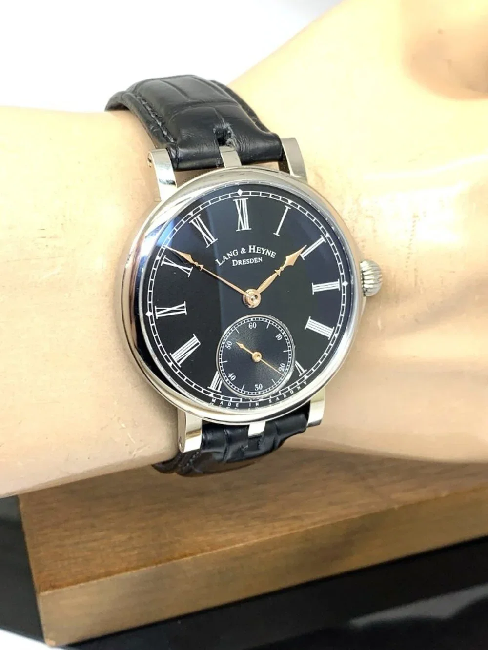 Lang & Heyne Friedrich III Men's Watch German Manual Black Dial Steel Case 39mm
